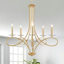 Saint Mossi 5-Lights Gold Modern Chandelier Lighting Fixture, Modern Pendant Light for Dining Room, Contemporary Chandelier for Bedroom, Living Room, Dining Room,H27 xD26,Chain Adjustable