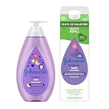 Johnson's Baby Soothing Bedtime Bath Starter Kit, Nighttime Lavendar Baby Bath, 27.01 fl Oz, and Bedtime Bath Value Size Refill Pack 33.8 fl. Oz