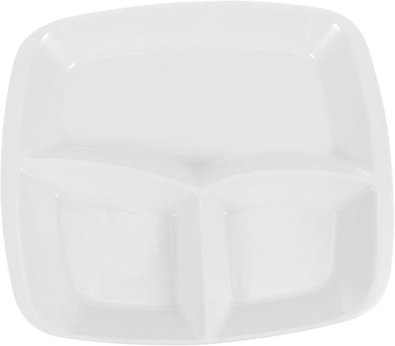 1pc Elegant Ceramic Three-compartment Dish for Breakfast Versatile Divided Plate White for Portion Control for Adults Appetizers and Salad Serving