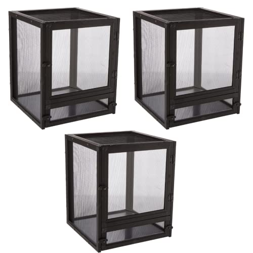 Zoomed UNK 3-Pack Labs Nano Breeze Aluminum Screen Cage - with Attached DBDPet Pro-Tip Guide - Perfect Enclosure for Small Chameleons, and Geckos