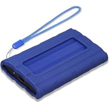 Lacdo Silicone Carrying Case for Samsung T7 Shield Portable SSD 1TB 2TB 4TB External Solid State Drive, Soft Silicone Case Protective Cover Sleeve Skin for T7 Shield SSD, with Lanyard, Blue