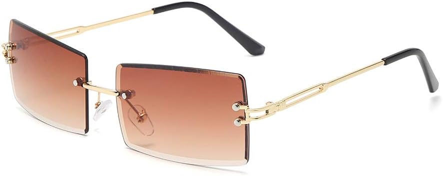 Dollger Y2K Sunglasses for Women 90s Rimless Rectangle Men 2000s Fashion Frameless Square for Men UV400 Protection Glasses