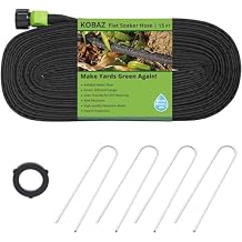Flat Soaker Hose 15 ft Save 70% Water, Leakproof Design Double Layer Drip Sprinkler Hose for Garden Bed
