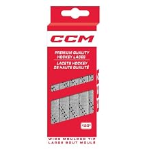 CCM Hockey Non Waxed Moulded Tip Laces (Silver Grey/Black, 84")