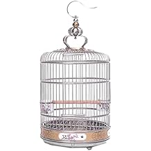 Elegant Birdcage Wrought Iron Birdcages Round Metal Birdcage Large Bird Cages Simple Retro Bird Carriers for Home Garden Exquisite Beautiful,Plum 38cm14.9in