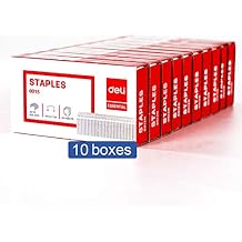 Deli 5,000 Staples - Fits 60 Sheet Capacity Stapler, 3/8" Leg Length, 70 Sheet Capacity, 23/10, Jam Free Sharp Chisel Point Design - 10 Boxes of 500