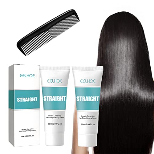Hair Straightener Cream Silk & Gloss Straightening Protein Correcting Straight Product Permanent Frizz Ease Fixation Instant Natural Relaxer For Curly Both Fast Smoothing, White