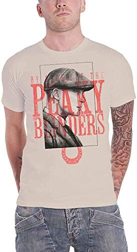 Peaky Blinders T Shirt Red Logo Tommy Official Mens Sand Size XL