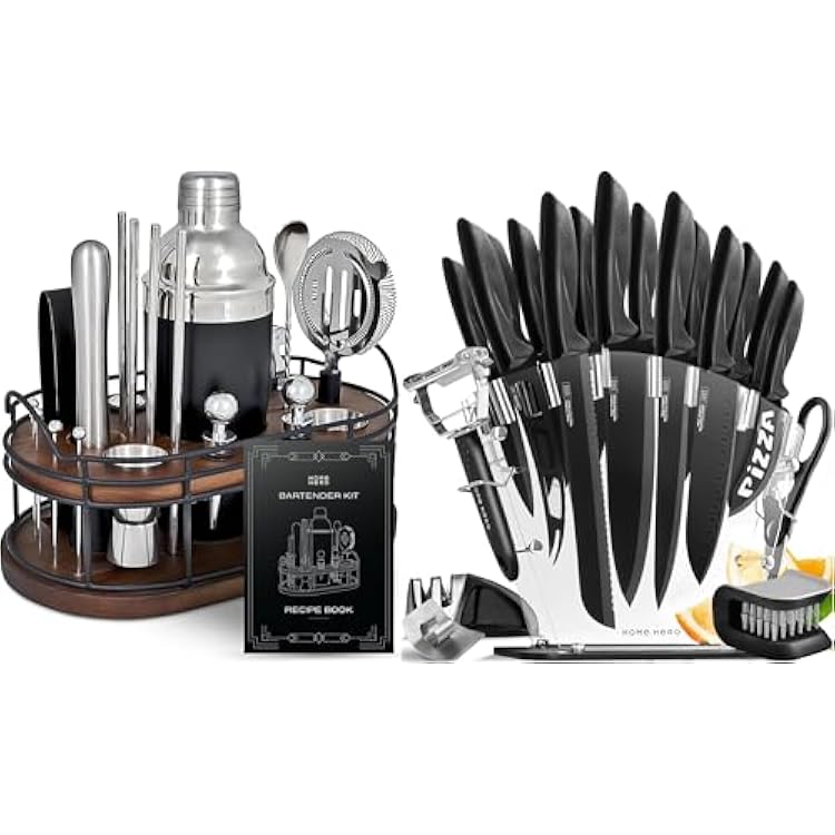 Home Hero 22 Pcs Bartender Kit  20 Pcs Kitchen Knife Set