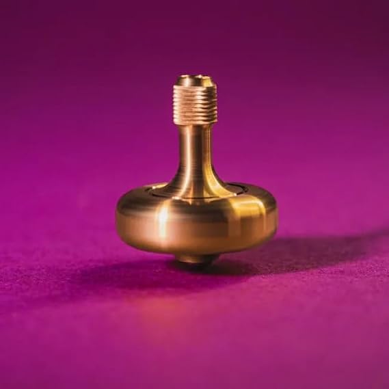 Lambda Precision Spinning Tops by Prometheus Lights - Solid Brass with Stainless Steel Contact Point, Adult Collectible Desk Fidget Kinetic Toy, 14+