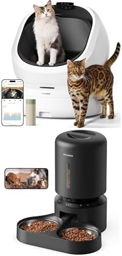 Bundle of PETLIBRO Automatic Litter Box and Cat Feeder with Camera, Self Cleaning Litter Box with AI Camera Waste Analysis, Multi-Cats Recognition and Auto Odor-Control, Smart Feeder with APP Control