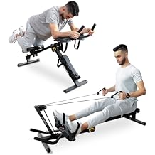 Tousains 3 in 1 Foldable Rowing Machine, AB Machine with 3 Level Angle & Led Monitor, Multi-Functional Rower Fitness Equipment Home Gym Full Body Fitness Machine