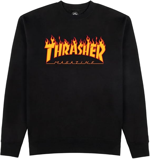 Thrasher Skateboard Magazine Crewneck Sweatshirt Flame Logo Skate Sweatshirt