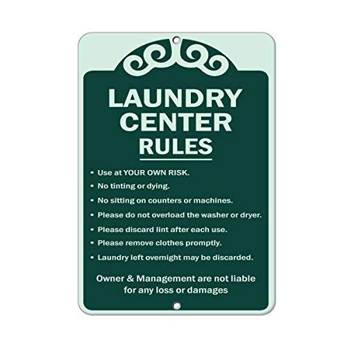 Vincenicy Metal Sign Great Aluminum Tin Sign Laundry Center Rules Use Own Risk Not Liable for Any Damage 8 X 12 Inch
