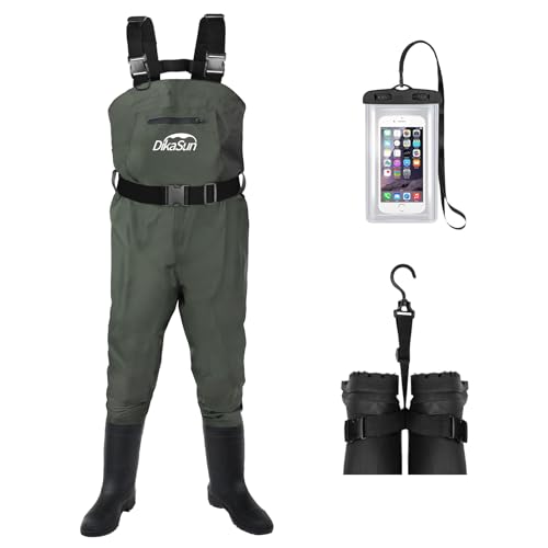 Fishing Waders for Men & Women, Waterproof 2-Ply NylonPVC Chest Wader with Boots for Outdoor Sizes 4-13 Bootfoot