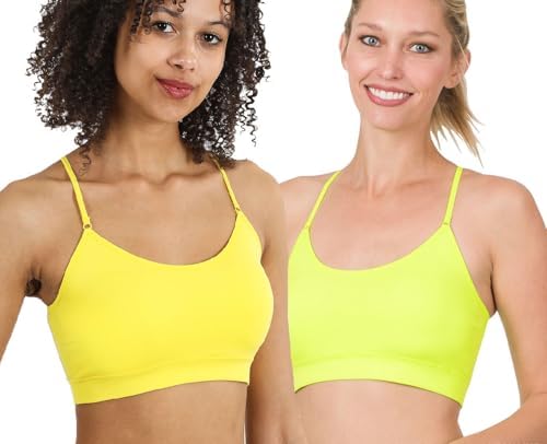 Seamless Round Neck Daily Padded Sports Bra Top with Adjustable Cross Back Straps for Women and Teens