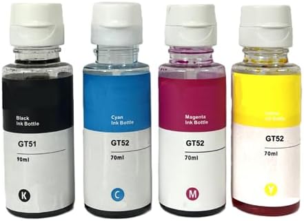 Vivid Colors Refill Ink Bottles Compatible for Deskjet GT 5810 5820, Ink Tank 310 315 Printers # GT51 GT52 4 Pack