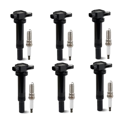 6PCS Ignition Coil Pack and Spark Plug Compatible with Hyundai Santa Fe 2007 2008 2009, Kia Rondo 2007-2011, Optima 2006-2010, Magentis 2007-2010 Replacement for UF558 273013E40 V6 2.4L 2.7L