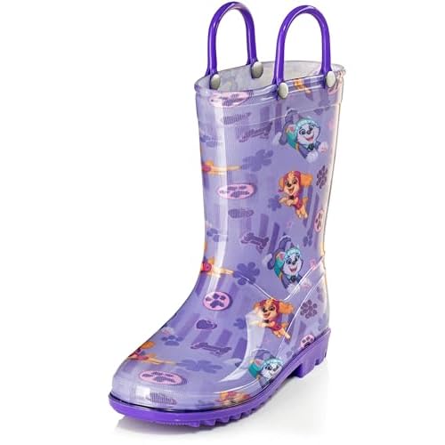 Nickelodeon Paw Patrol Girls Waterproof PVC Rain Boots with Easy-On Handles Toddler & Little Kid Sizes