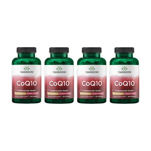 Swanson CoQ10 Cardiovascular and Cellular Energy Supplement for Heart-Health-Conscious Adults Seeking Antioxidant Support - 200 mg 90 Vegan Capsules, 4 Pack