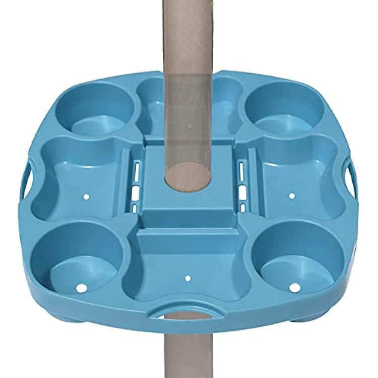 PayandPack Myard Umbrella Table Tray 15 Inches for Beach, Patio, Garden, Swimming Pool with 4 Drink Holder, 4 Snack Compartments, 4 Sunglasses Holes, 4 Phone Slots Blue