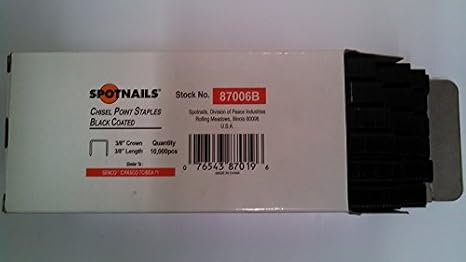 C06 Black Staples 22 Gauge 3/8" 10mm Crown by 3/8" 10mm Length 22Ga Upholstery Staples