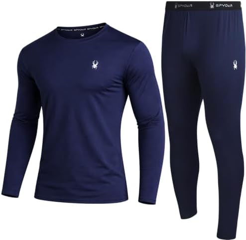 Spyder Mens Thermal Underwear Set - 2 Piece Soft Stretch Fleece Lined Thermal Shirt and Long Johns for Men Base Layer Set