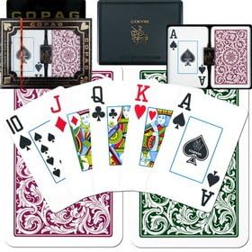 Copag 1546 Green/Burgundy Bridge Size Jumbo Index 100% Plastic Cards with Protective Plastic Case