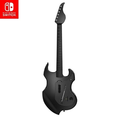 PDP Riffmaster Wireless Guitar Controller for Nintendo Switch 2, Lite, OLED | Licensed for Switch, Fortnite Festival, Rechargeable 40-Hr Battery, Collapsible Design, 2 Mappable Buttons, Audio Jack, Black
