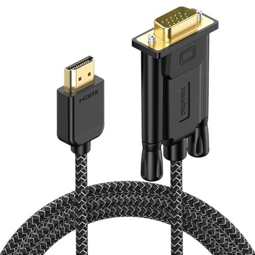 FEMORO HDMI to VGA Cable 6 Feet Male to Male Nylon Braided Cord 1080P@60Hz for Laptop, Desktop Computer PC, Xbox, PS3, Raspberry Pi to Monitor UniDirectional