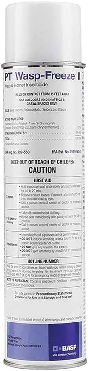 BASF PT Wasp-Freeze Insecticide for Wasp, Hornet, Yellowjacket & Spider Killer, Quick Knockdown Spray, Indoor or Outdoor Use, 14 oz, 2 Pack