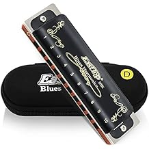 East top Diatonic Harmonica Key of D 10 Holes 20 Tones 008K Mouth Organ with Black Cover, Top Grade Harmonica for Adults, Professionals and Students