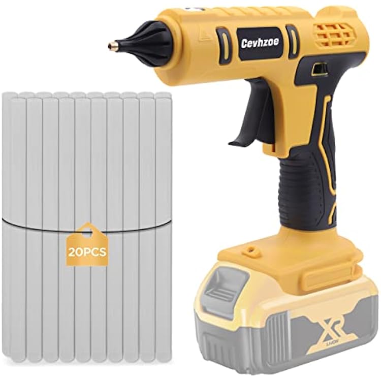 Cordless Hot Glue Gun for DeWalt 20V Lithium-Ion Battery With 20Pcs 0.43 Glue Sticks and Insulated Copper Nozzle, Full Size Kit Tool Only, Battery NOT Included