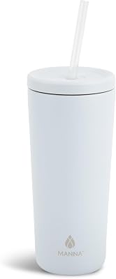 Manna Ranger Double-wall Insulated Stainless Steel Tumbler with Leak-proof Smart Seal Lid and Reusable Tritan Straw - 24 Oz - Agate