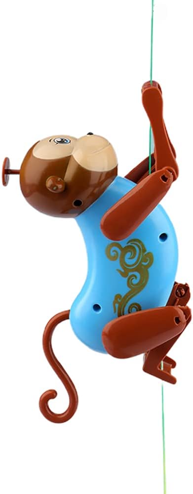 Rope-Climbing Monkey Toy - Interactive Pull and Climb Monkey with Funny Sound Effect for Kids (Blue)