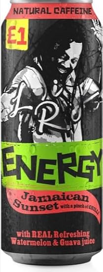 Energy Drink - Jamaican Sunset Carbonated Watermelon and Guava 500ml (Pack of 12) "Deliciousness that brings a smile" For All Occasions