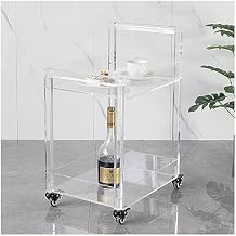 Acrylic Bar Serving Cart, 2-Tier Rolling Cart With Wheels Multipurpose Clear Rolling Cart Easy Access Storage Cart For Kitchen Laundry Room Bathroom Living Room ( Color : Clear , Size : 36x46x62cm )
