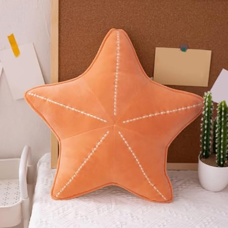 Starfish Shell Pillow,20in Plush Summer Sea Cute Pillow Cushion Car Cushion Bedside Sofa Home furnishings Dormitory Office Mat Decorate Your Home Orange