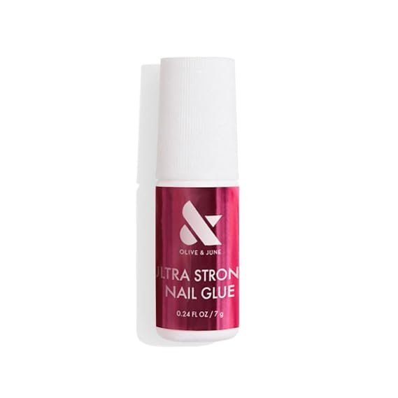 Olive & June Ultra Strong Nail Glue | Long Lasting, Extra Strength Formula with Vitamin E | Press-On Nails Last Up to 25% Longer | Easy Brush-On Application | Non-Toxic & Non-Damaging