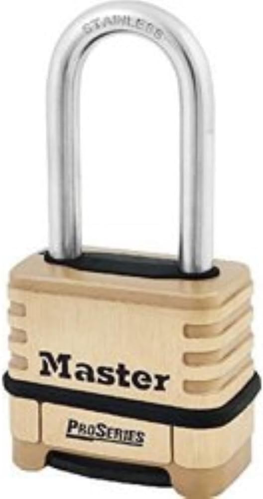 Master Lock ProSeries Combination Padlock Commercial Grade Lock 1175LHSS | Heavy Duty Resettable Combination Padlock For Construction Sites, Gates, Tools, Storage, Fences, 2-1/4-inch Wide Brass Lock