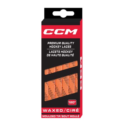 CCM Hockey Waxed Moulded Tipped Laces OrangeBlack, 120