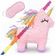 GIFTEXPRESS 16" Pink Unicorn Pinata with 33 Inch Pinata Stick & Blinfold - Mexican Theme Party Decoration for Birthdays, Fiestas & Cinco de Mayo, Kids Party Favors, Easy Fill & Hang Loop