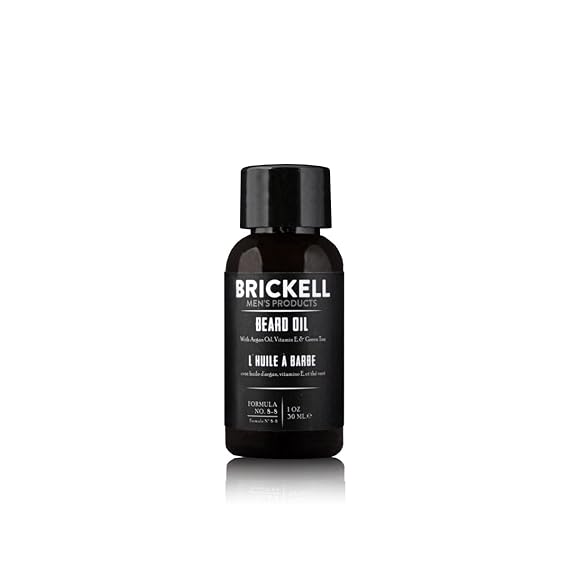 Brickell Men's Beard Oil for Men, Argan and Jojoba Oil to Strengthen and Soften Hair, With Vitamin E, 1 Ounce, Scented