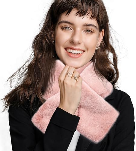 Faux Fur Loop Scarf for Women - Warm Neck Warmer Winter Thick Collar