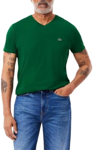 Lacoste Mens Short Sleeve V-Neck Pima Cotton Jersey T-Shirt