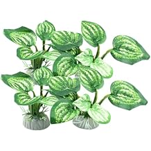 Soft Aquarium Plants Betta Fish Tank Decorations Betta Leaf Pad 2 Inch, Silk Plastic Artificial Plants for Aquarium Reptile Tank Decor (B-4Pcs Set/Green)