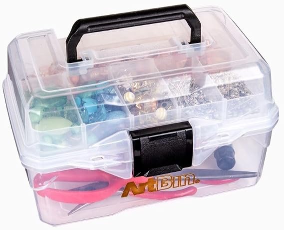 ArtBin 6890AG Small Project Box, Portable Art & Craft Organizer with Lift-Out Tray, [1] Plastic Storage Case, Clear | Lift-Out Tray, 9 x 5.75 x 5.5 Inches, Carry Handle, Secure Latches, Portable Craft Storage, Clear