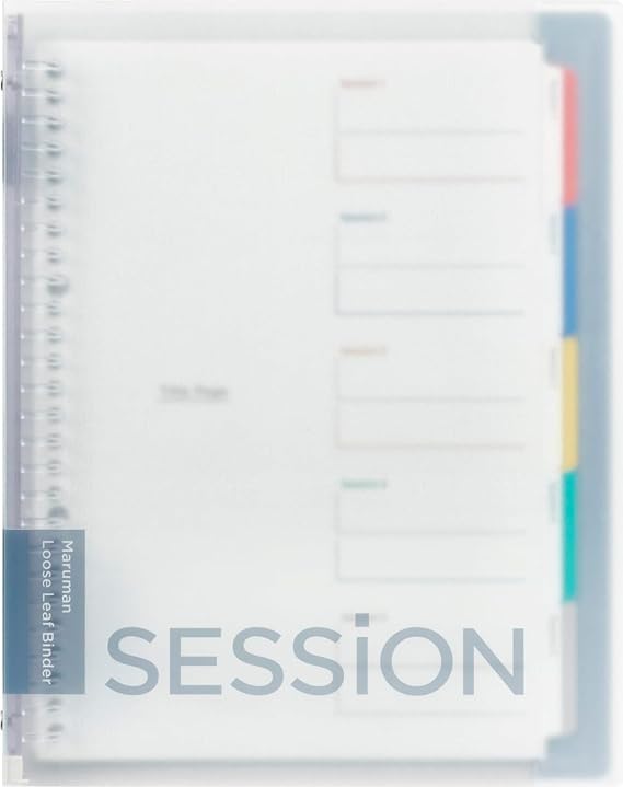 Maruman Session 26-Ring Binder, 5 Tab Dividers, B5, 7.17"x10.12", Clear