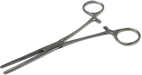 Rochester Carmalt Hemostatic Forceps with Cross Serrated Jaws and Longitudinal Grooves Made of Stainless Steel Self Locking Artery Hemostats - 6.25" (Silver - STR)