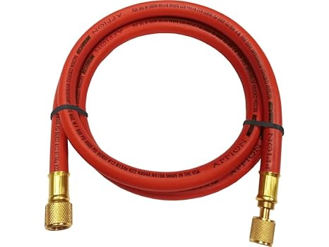 Appion MH380006EAR 3/8" Diameter Hose, 3/8" FL to 1/4" FL Vacuum Certified Refrigerant Hose, 6', Red